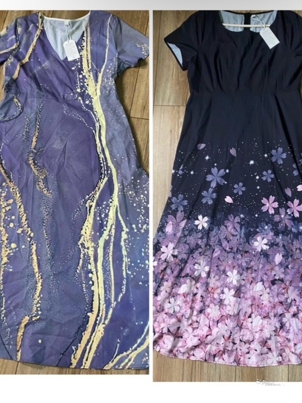 Women’s Bundle of 2 Purple Floral Gradient A-Line Dresses. NWTS